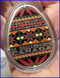 Canada 2016 20$ Traditional Ukrainian Pysanka Egg Shape 1oz Silver Coin