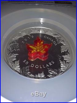 Canada 2016 $50 5oz silver coin MURANO MAPLE LEAF Autumn Radiance NGC PF-69
