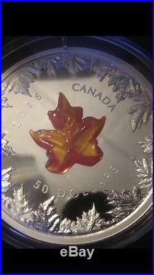 Canada 2016 $50 Fine Silver Coin Murano Maple Leaf Autumn Radiance -2000 mintage
