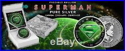 Canada 2016 $5 Superman 999 Krypton Precious 1 oz Silver Colored Bullion Coin
