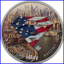 Canada 2016 $5 Superman 999 New-York Precious 1 oz Silver Colored Bullion Coin