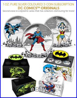 Canada 2016 DC Comics Originals 3 Coin Proof Set Case $20 Silver Superman Batman