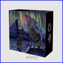 Canada 2016 Glow In Dark Northern Lights Moonlight Wolf $30 Hologram Silver Coin