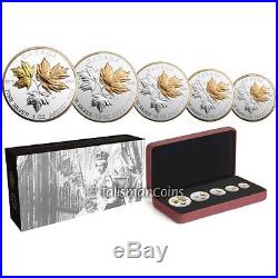Canada 2016 Queen Elizabeth II Historic Reign 5 Coin Silver Maple Fractional Set