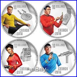 Canada 2016 Star Trek 50th 4 Coin Crew Members $10 Silver Proof Set Kirk Spock