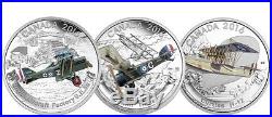 Canada 2016 World War I Aircraft WWI 3 Coin $20 Silver Proof Set in Metal Case