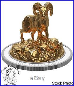 Canada 2017 $100 Sculpture Majestic Canadian Animals Bighorn Sheep Silver Coin