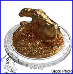 Canada 2017 $100 Sculpture Majestic Canadian Grizzly Bear & Cougar Silver Coin