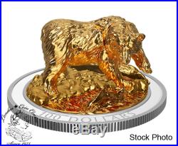 Canada 2017 $100 Sculpture Majestic Canadian Grizzly Bear & Cougar Silver Coin
