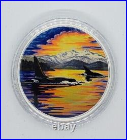 Canada 2017 30 Dollar Moonlight Orcas Whale 2 oz Silver. 9999 Proof Coin