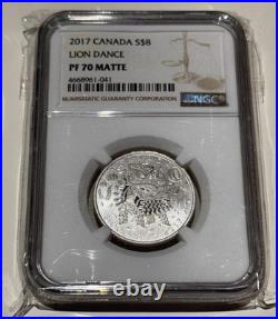 Canada 2017 $8 Lion Dance NGC Slabbed/Graded NGC PF-70 Matte Nice Coin
