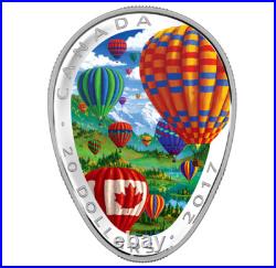 Canada 2017'Hot Air Balloons' Shaped Colorized Proof $20 Silver Coin