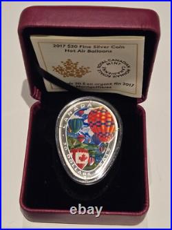 Canada 2017'Hot Air Balloons' Shaped Colorized Proof $20 Silver Coin
