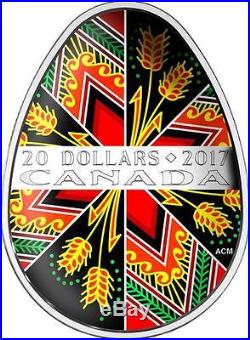 Canada 2017'Ukrainian Pysanka' Egg-Shaped Colorized Proof $20 Silver Coin 1oz