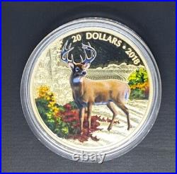 Canada 2018 20 Dollar Wandering White Tailed Deer Silver. 9999 Proof Coin