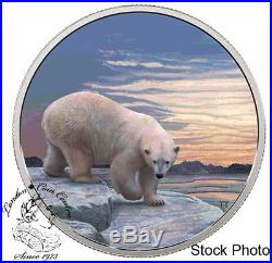 Canada 2018 $30 Arctic Animals and Northern Lights Polar Bear Fine Silver Coin