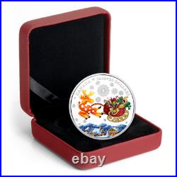 Canada 2018 Holiday Reindeer With Murano Glass $20.9999 Pure Silver Coin
