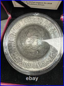 Canada 2018 LEST WE FORGET 100th Anniversary WWI 1.5 Oz Silver Helmet Coin 25$