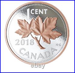 Canada 2018 Penny Big Coin Maple Leaf 1-Cent 5 OZ Pure Silver Proof Coin