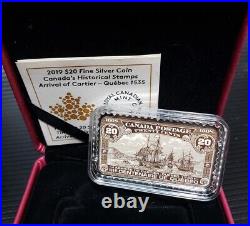 Canada 2019 20 Dollar Historical Stamp Quebec 1535 Silver 9999 Proof Coin