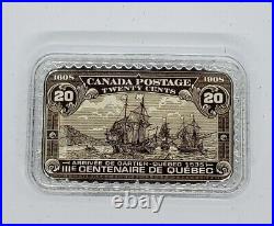 Canada 2019 20 Dollar Historical Stamp Quebec 1535 Silver 9999 Proof Coin
