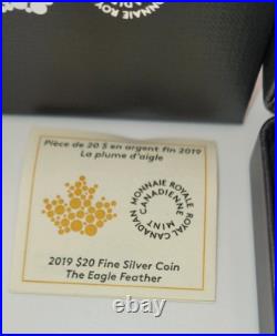 Canada 2019 20$ Eagle Feather Northwest Coast Art 1OZ Pure Silver Proof Coin
