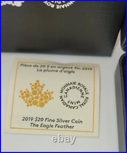 Canada 2019 20$ Eagle Feather Northwest Coast Art 1OZ Pure Silver Proof Coin