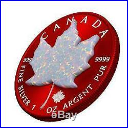 Canada 2019 5$ Maple Leaf Space RED 1 Oz Silbermünze mit echtem OPAL Stein