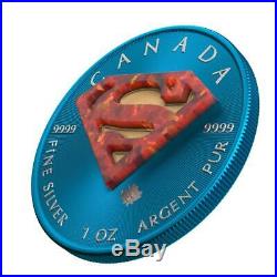 Canada 2019 5$ Superman Space Blue 1 Oz Silver Coin with Real OPAL Stone