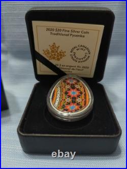 Canada 2020 20$ Traditional Ukrainian Pysanka Egg Shape 1oz Silver Coloured Coin