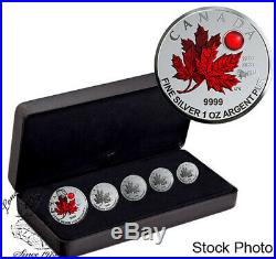 Canada 2020 5 Coin Maple Leaf O Canada Pure Silver Fractional Set