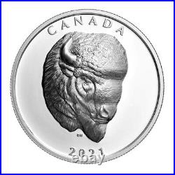 Canada 2021 $25 Bold Bison High Relief Fine Silver Coin With Case & Coa