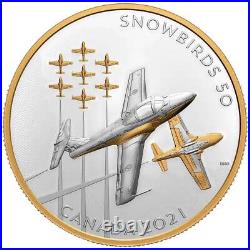 Canada 2021 $50 The Snowbirds A Canadian Legacy. 9999 Fine Silver Coin impaire