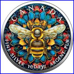 Canada 2024 year Honey, bee colored 5 dollars silver coin