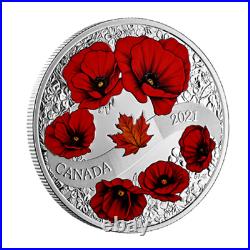 Canada $20 Dollars Silver Coin, Remembrance Poppy Lest we Forget, 2021