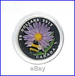 Canada $20 Fine Silver Coin Aster with Venetian Glass Bumble Bee (2012)