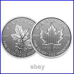 Canada $3 Dollars Silver Coins, Fractional Radiant & Arboreal, 2021-2022
