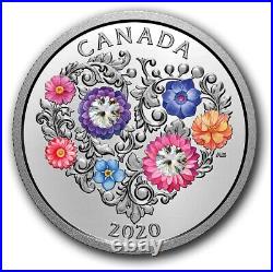 Canada $3 Silver Coin, Celebration of LOVE, Swarovski Crystals, UNC, 2020