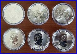 Canada 5 Dollars $5 x3 2018 Canadian Maple Leaf 30th Anniversary Silver Coin Set