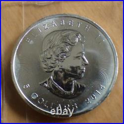 Canada $5 Maple Leaf 2014 silver 99.99% 1 oz silver coin, within a zip (silver)