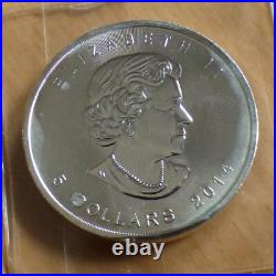 Canada $5 Maple Leaf 2014 silver 99.99% 1 oz silver coin, within a zip (silver)