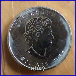 Canada $5 Maple Leaf 2014 silver 99.99% 1 oz silver coin, within a zip (silver)