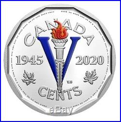 Canada 5 cents 1945 Victory Nickel pure silver coin, COLORED version 2020