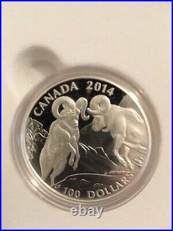 Canada 9999 Silver $100 Dollar Coin The Rocky Mountain Bighorn Sheep (2014) MINT