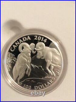 Canada 9999 Silver $100 Dollar Coin The Rocky Mountain Bighorn Sheep (2014) MINT
