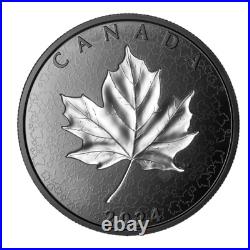 Canada Black Rhodium $50 Coin, 5 Oz Silver, MAPLE LEAVES IN MOTION, 2024