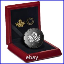 Canada Black Rhodium $50 Coin, 5 Oz Silver, MAPLE LEAVES IN MOTION, 2024