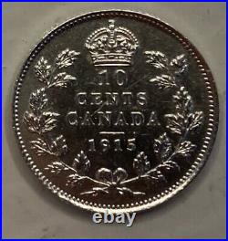 Canada Coin 10 Cents year 1915''Key-date''. Est$3200