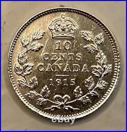 Canada Coin 10 Cents year 1915''Key-date''. Est$3200