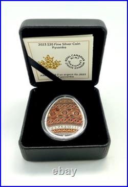 Canada Coin 2023 Ukrainian Pysanka $20 Proof 99.99 % Pure Silver Egg-Shaped Canada Coin 2023 Ukrainian Pysanka $20 Proof 99.99 % Pure Silver Egg-Shaped